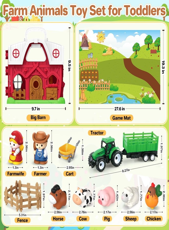 spring flower Toddler Toys for 1 2 3 Years Old Boys and Girls, Farm Animals Big Barn Toy, Farm Animal Set with Farms Play Mat, Toddler Educational Montessori Toys, Christmas Birthday Gift for Toddlers Boy and Girl - Image 2